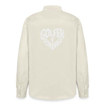 Golfer Forever Herz mit Golfspieler - Relaxed Fit Unisex Organic Hemd von Stanley/Stella - Natur - Hinten - AI Model Male 178 light (178cm)