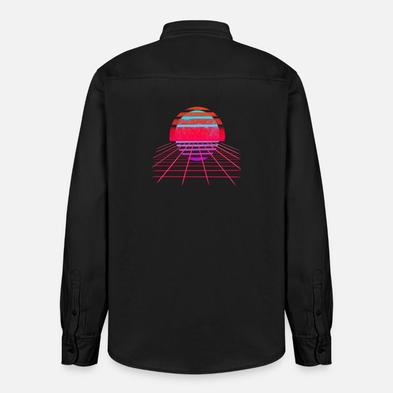 Retro Wave Sunset Vaporwave - Relaxed Fit Unisex Organic Hemd von Stanley/Stella - washed Black