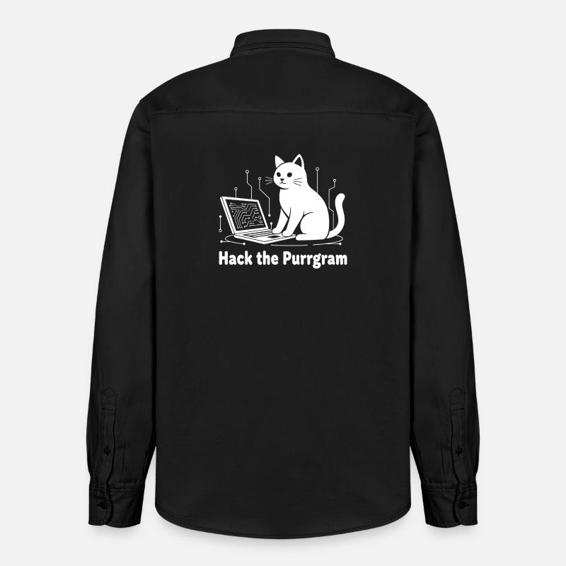 Purrrgram Hack: Katzentech Humor - Relaxed Fit Unisex Organic Hemd von Stanley/Stella - washed Black
