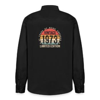 53 Jahre alter Vintage 1973 Limited Edition 53. Geburtstag - Relaxed Fit Unisex Organic Hemd von Stanley/Stella - washed Black - Hinten - AI Model Male 178 light (178cm)