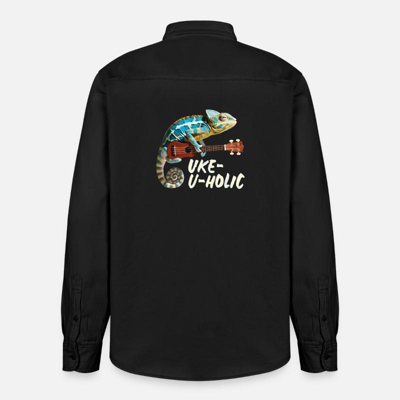 Chamäleon Uke-u-holic - Relaxed Fit Unisex Organic Hemd von Stanley/Stella - washed Black