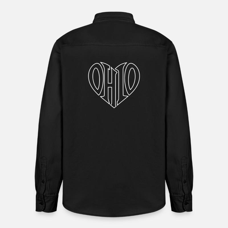 Ohio Herz Typo Emblem - Relaxed Fit Unisex Organic Hemd von Stanley/Stella - washed Black