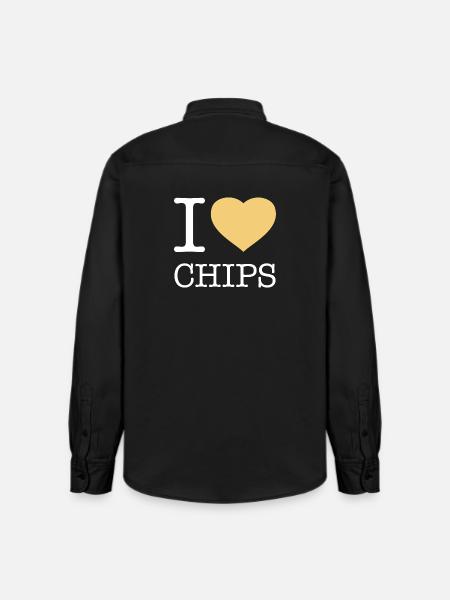I LOVE CHIPS - Relaxed Fit Unisex Organic Shirt by Stanley/Stella - washed black