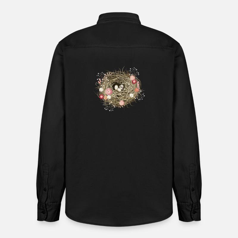 Vogelnest oder Osternest mit Trockenblumen - Relaxed Fit Unisex Organic Hemd von Stanley/Stella - washed Black