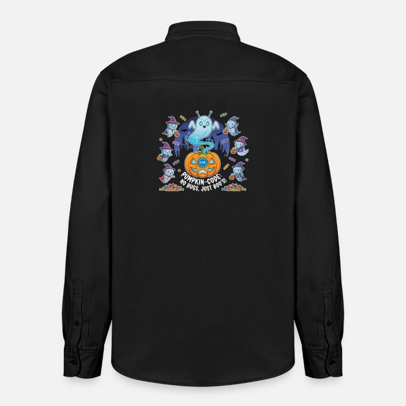 Pumpkin-Code: No Bugs, Just Boo's ! - Relaxed Fit Unisex Organic Hemd von Stanley/Stella - washed Black