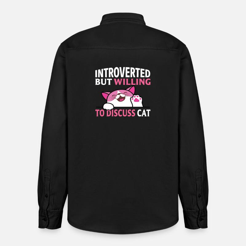 Introverted cat discussion - Relaxed Fit Unisex Organic Hemd von Stanley/Stella - washed Black