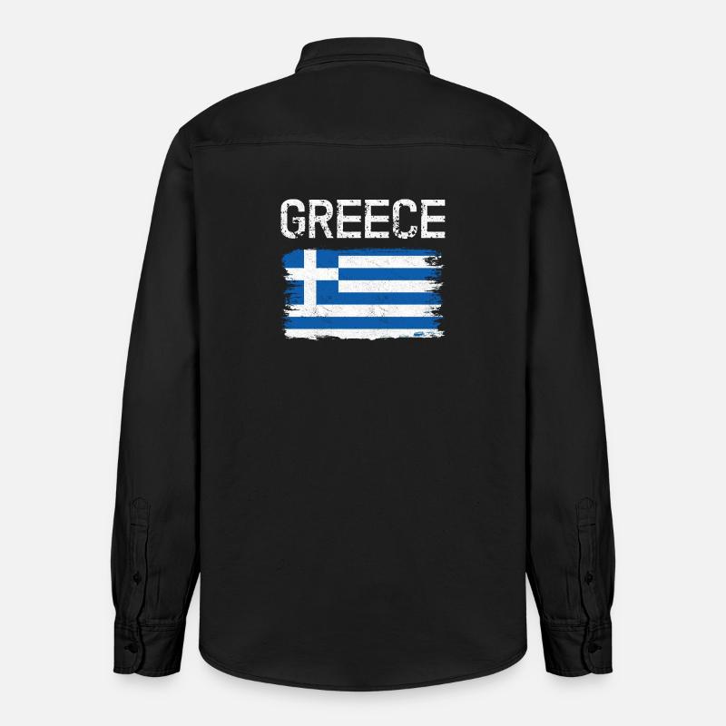 Graphique du drapeau grec vieilli - Chemise unisexe coupe décontractée bio Stanley/Stella - noir délavé