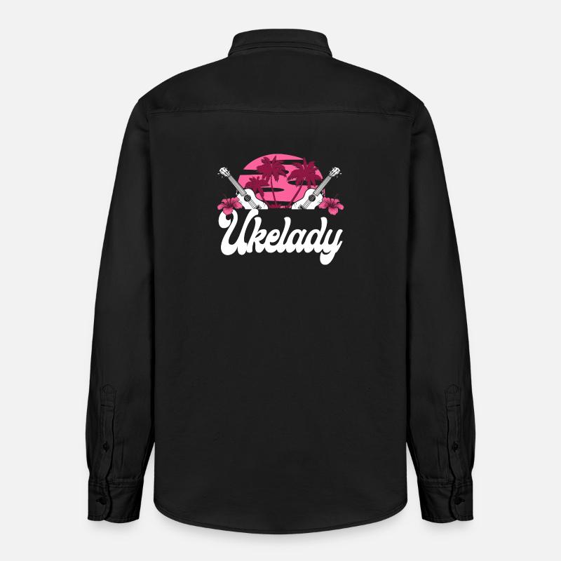 Ukulélé hawaïen Uke Ukelady - Chemise unisexe coupe décontractée bio Stanley/Stella - noir délavé