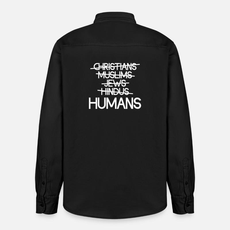 Human beings first - Human unity - Relaxed Fit Unisex Organic Shirt by Stanley/Stella - washed black