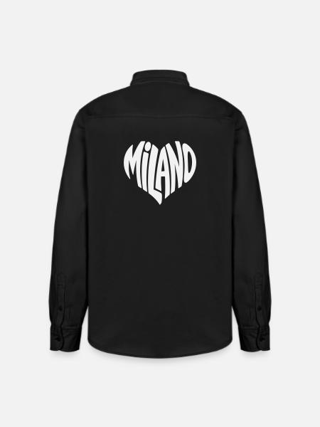 Milan Milano Heart Typography - Relaxed Fit Unisex Organic Shirt by Stanley/Stella - washed black
