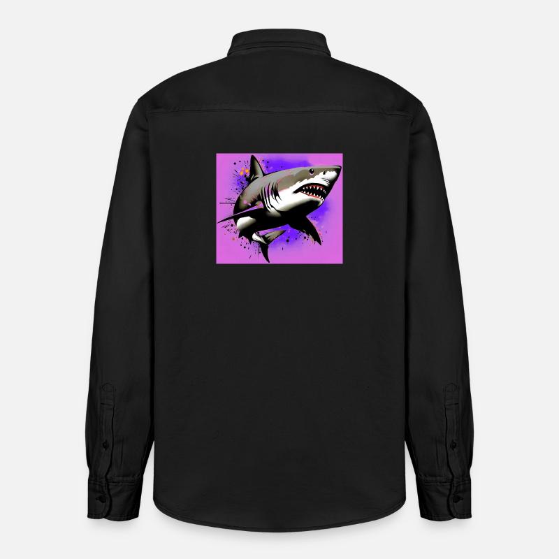 Requin - Chemise unisexe coupe décontractée bio Stanley/Stella - noir délavé