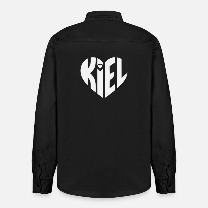 Kiel Herz Typografie - Relaxed Fit Unisex Organic Hemd von Stanley/Stella - washed Black