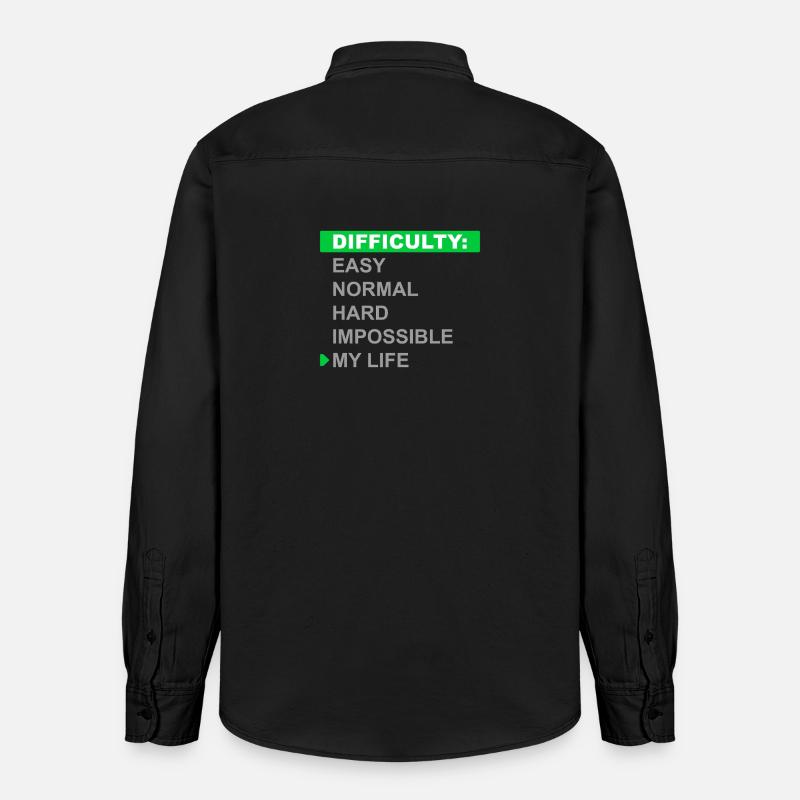 Mode de difficulté – Ma vie - Chemise unisexe coupe décontractée bio Stanley/Stella - noir délavé