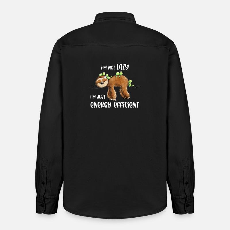 Faultier Spruch Lazy Energy Efficient - Relaxed Fit Unisex Organic Hemd von Stanley/Stella - washed Black