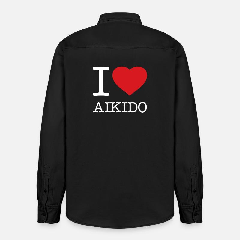 J’adore l’Aïkido - Chemise unisexe coupe décontractée bio Stanley/Stella - noir délavé