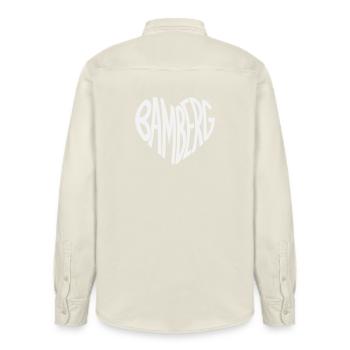 Bamberg Herz Typo - Relaxed Fit Unisex Organic Hemd von Stanley/Stella - Natur - Hinten - AI Model Male 178 light (178cm)
