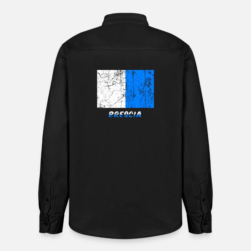 Drapeau Brescia drapeau Fahne drapeau drapeau - Chemise unisexe coupe décontractée bio Stanley/Stella - noir délavé