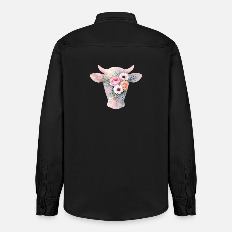 Fleurs en forme de vache - Chemise unisexe coupe décontractée bio Stanley/Stella - noir délavé