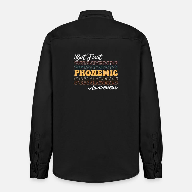 D’abord la conscience phonémique - Chemise unisexe coupe décontractée bio Stanley/Stella - noir délavé