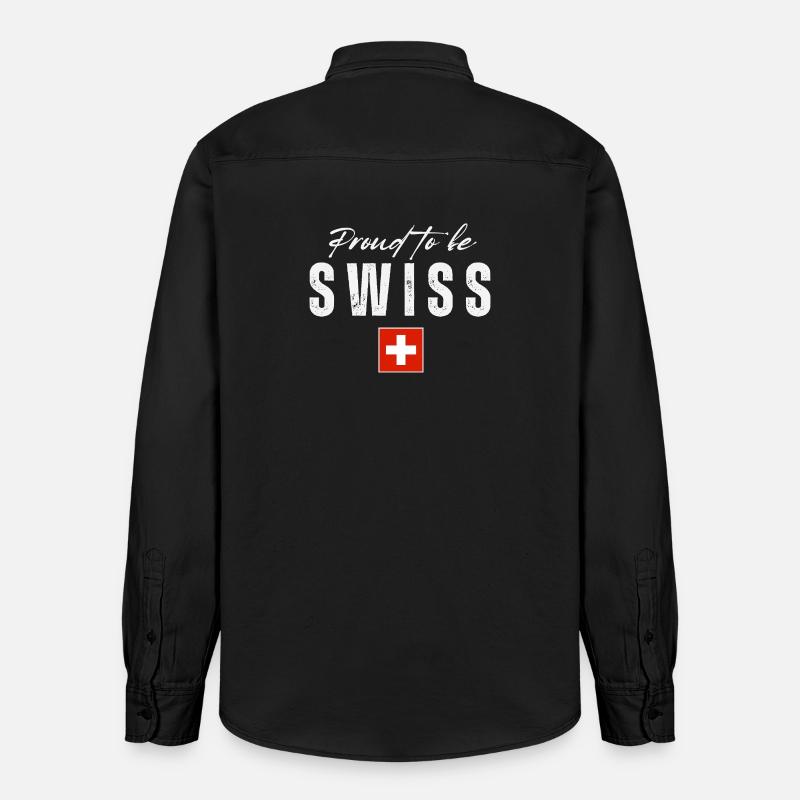Schweizer Pride, Schweizer Flagge - Relaxed Fit Unisex Organic Hemd von Stanley/Stella - washed Black