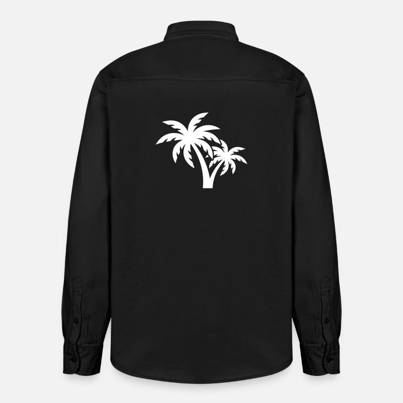 Plage symbole de Palm Tree - Chemise unisexe coupe décontractée bio Stanley/Stella - noir délavé