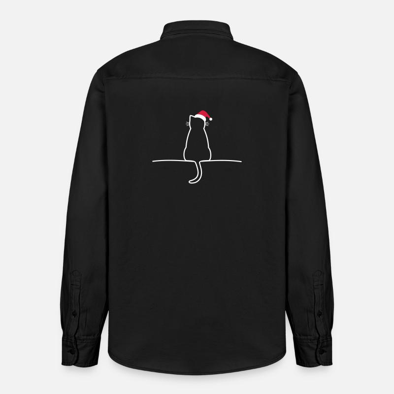 Chat noël cadeau noël chat - Chemise unisexe coupe décontractée bio Stanley/Stella - noir délavé