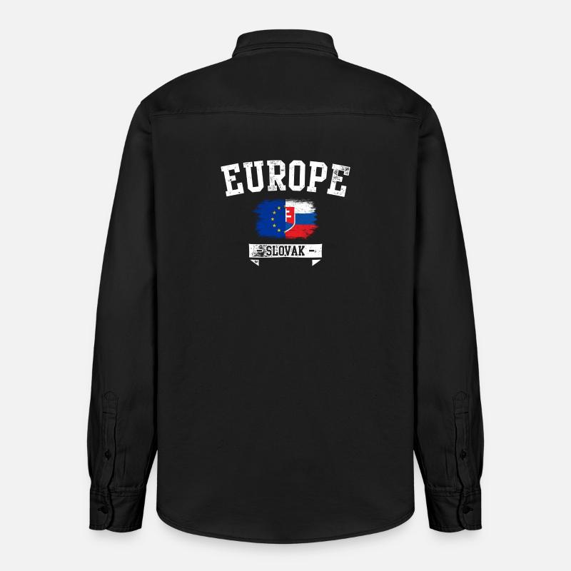 Drapeau slovaque de l’UE - Chemise unisexe coupe décontractée bio Stanley/Stella - noir délavé