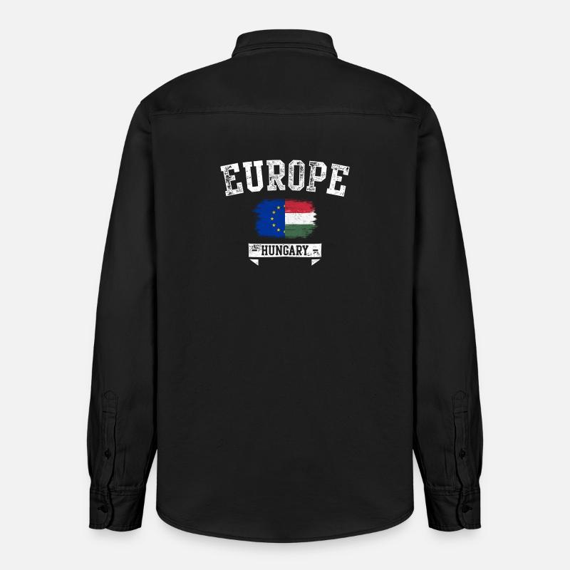 Europe Hongrie Drapeau graffiti - Chemise unisexe coupe décontractée bio Stanley/Stella - noir délavé