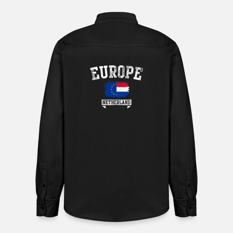 Europe Pays-Bas Drapeau Grunge - Chemise unisexe coupe décontractée bio Stanley/Stella - noir délavé