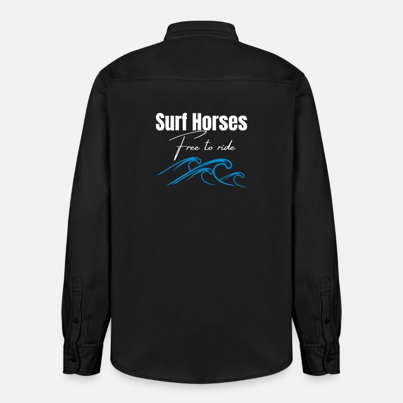 Chevaux de surf gratuits pour chevaucher les vagues - Chemise unisexe coupe décontractée bio Stanley/Stella - noir délavé
