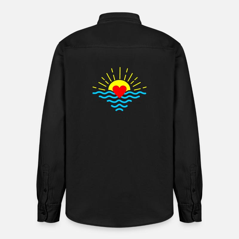 Coucher de soleil avec coeur - Chemise unisexe coupe décontractée bio Stanley/Stella - noir délavé