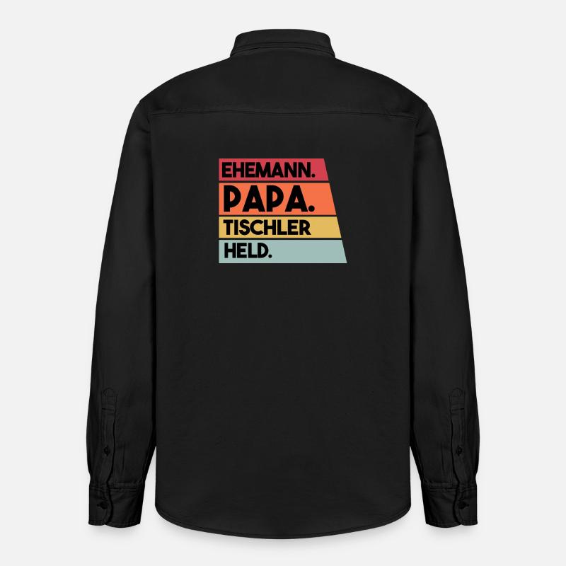 Ehemann Papa Beruf Tischler Held - Relaxed Fit Unisex Organic Hemd von Stanley/Stella - washed Black