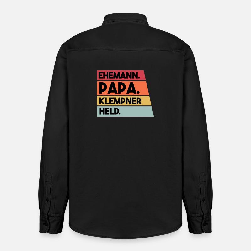 Ehemann Papa Klempner Held - Relaxed Fit Unisex Organic Hemd von Stanley/Stella - washed Black