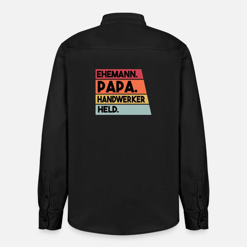 Ehemann Papa Handwerker Held - Relaxed Fit Unisex Organic Hemd von Stanley/Stella - washed Black