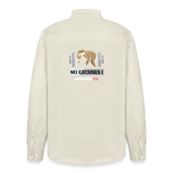 Fitness Sloth Bodybilding no excuses funny - Relaxed Fit Unisex Organic Shirt by Stanley/Stella - soft Ecru - Back - AI Model Male 178 light (178cm)