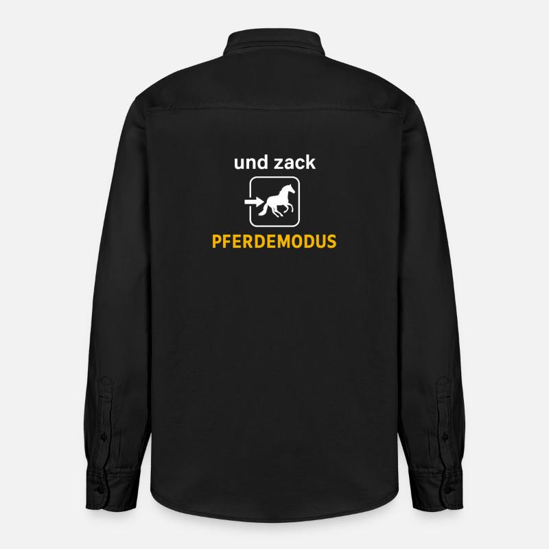 Iconographie du mode cheval - Chemise unisexe coupe décontractée bio Stanley/Stella - noir délavé