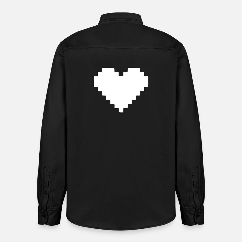 Pixel Herz 8-Bit Leben - Relaxed Fit Unisex Organic Hemd von Stanley/Stella - washed Black