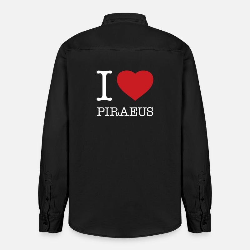 J’AIME LE PIRÉE Grèce - Chemise unisexe coupe décontractée bio Stanley/Stella - noir délavé