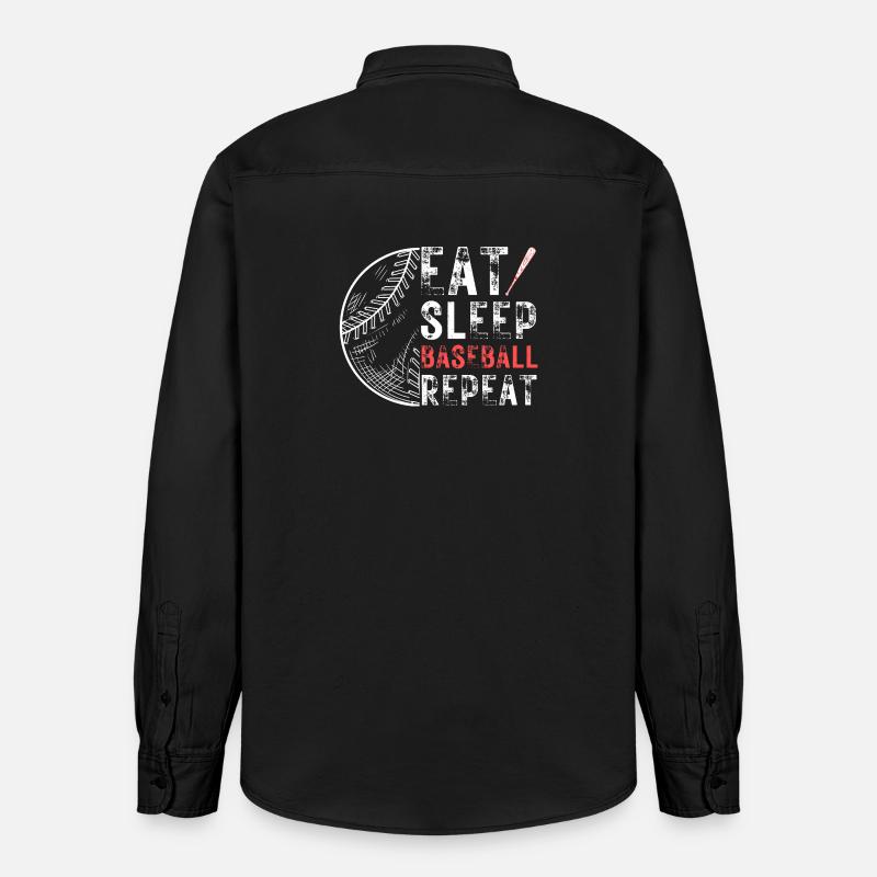 Manger dormir baseball répéter - Chemise unisexe coupe décontractée bio Stanley/Stella - noir délavé