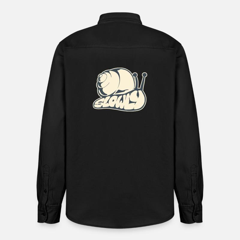 Langsam, gezeichnetes Wort (V2) - Relaxed Fit Unisex Organic Hemd von Stanley/Stella - washed Black