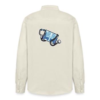Logo Radiology Manip Radio Radiologist Radiology - Relaxed Fit Unisex Organic Shirt by Stanley/Stella - soft Ecru - Back - AI Model Male 178 light (178cm)