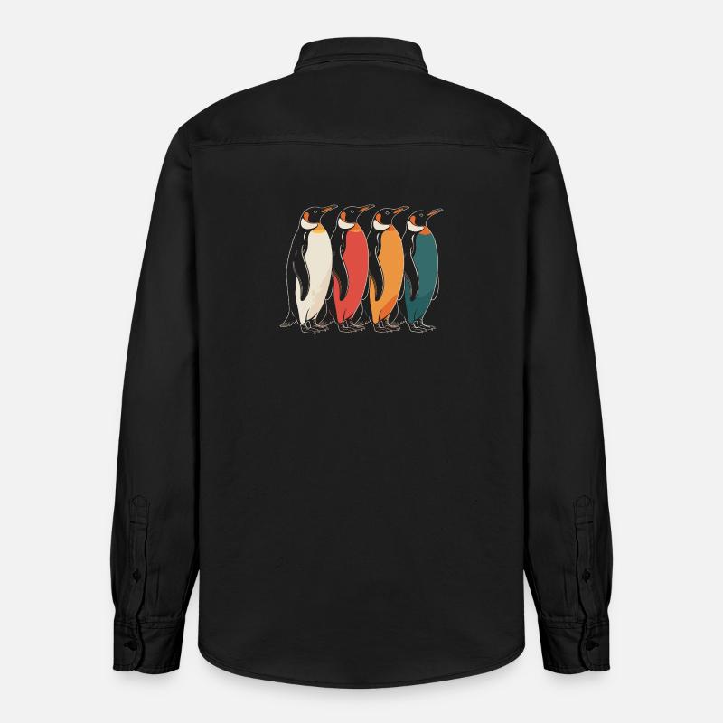 Farbenfrohe Pinguine - Relaxed Fit Unisex Organic Hemd von Stanley/Stella - washed Black