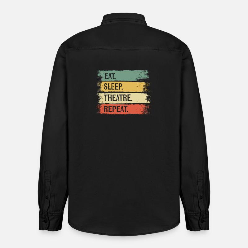 Manger, dormir, théâtre, répéter - Chemise unisexe coupe décontractée bio Stanley/Stella - noir délavé