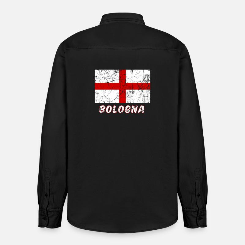 Drapeau Bologne Drapeau Fahne Drapeau drapeau - Chemise unisexe coupe décontractée bio Stanley/Stella - noir délavé