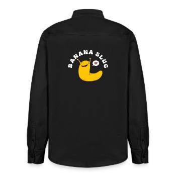banana snail - Relaxed Fit Unisex Organic Shirt by Stanley/Stella - washed black - Back - AI Model Male 178 light (178cm)