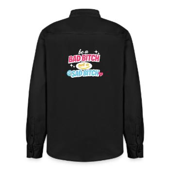 Sois une mauvaise, pas une triste déclaration - Chemise unisexe coupe décontractée bio Stanley/Stella - noir délavé - Dos - AI Model Male 178 light (178cm)