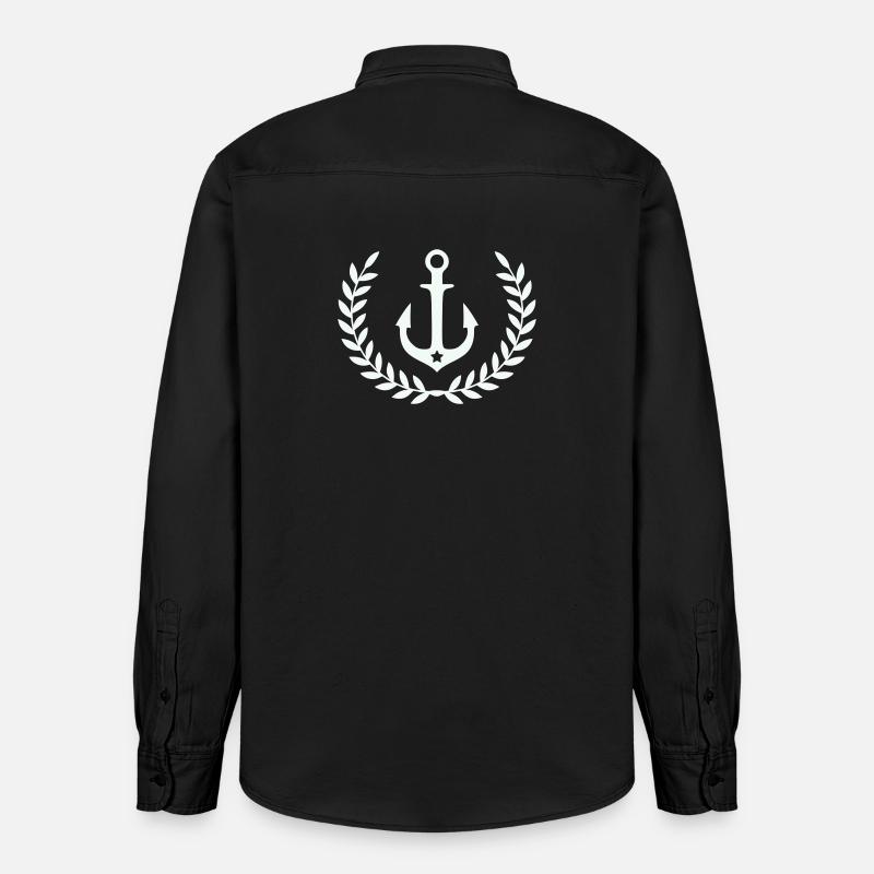 Anker im Lorbeerkranz - Relaxed Fit Unisex Organic Hemd von Stanley/Stella - washed Black