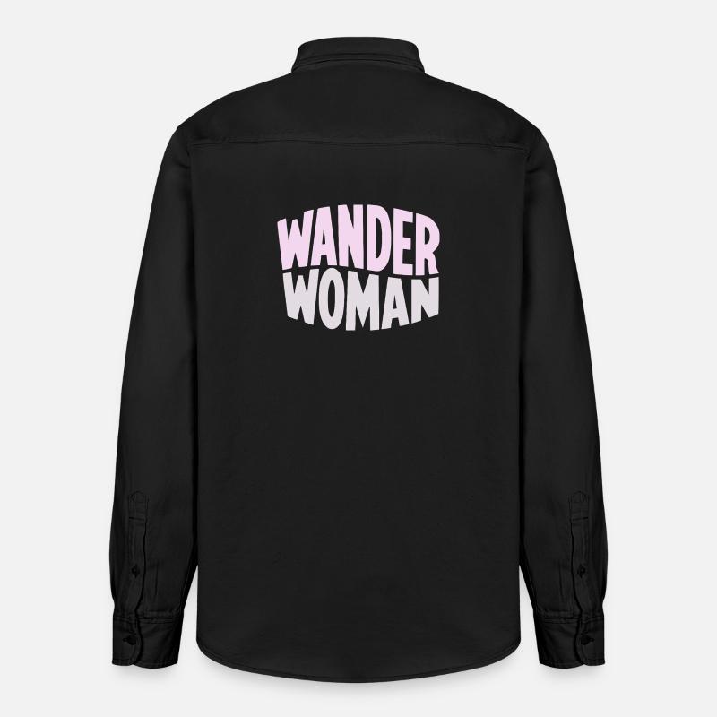 Wanderfrau Gradient Typo - Relaxed Fit Unisex Organic Hemd von Stanley/Stella - washed Black