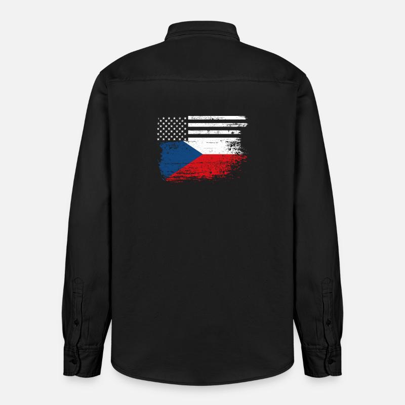 Drapeau Fusion US Tchèque - Chemise unisexe coupe décontractée bio Stanley/Stella - noir délavé