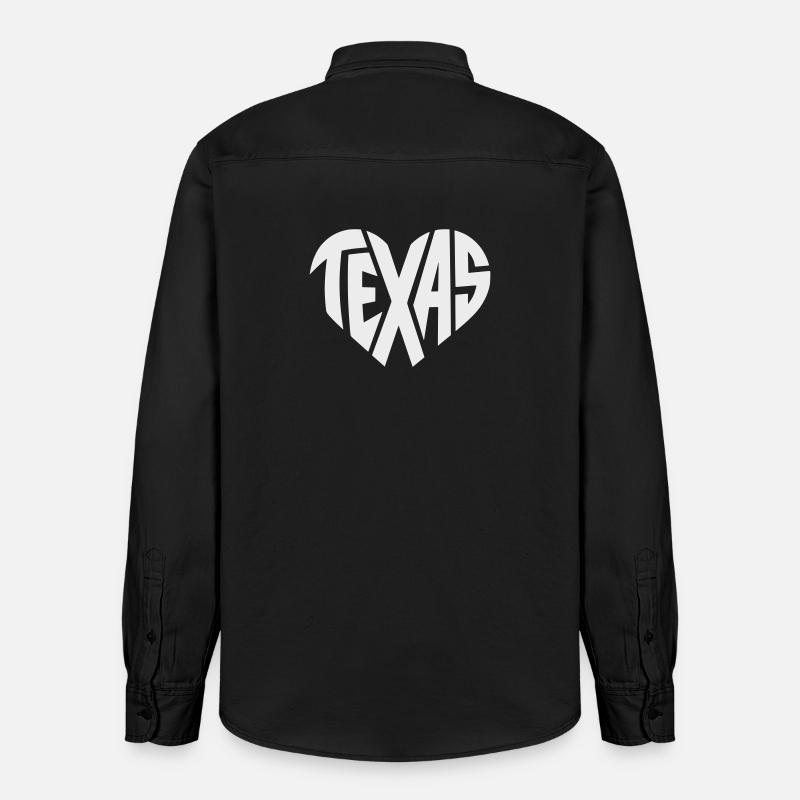 Texas Herz Typografie - Relaxed Fit Unisex Organic Hemd von Stanley/Stella - washed Black